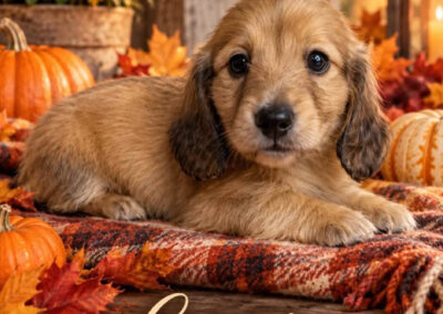 Copper mini dachshund shaded cream male puppy for sale poster